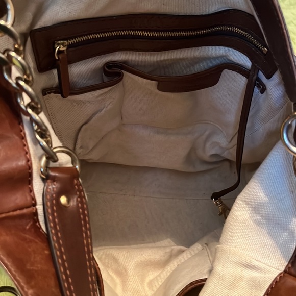 Michael Kors Shoulder Bag Canvas Leather Zebra Animal Print Gold Chain - Picture 7 of 10